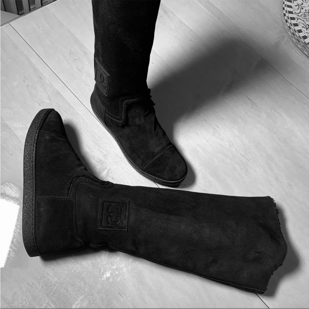 Chanel Genuine Suade Shearling Long Boots 9.5 🖤